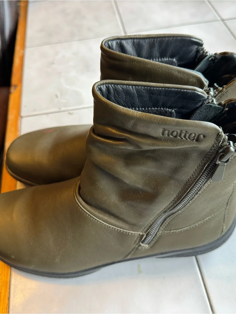 hotter Olive Green Women's Ankle Boots - Side Zip Booties